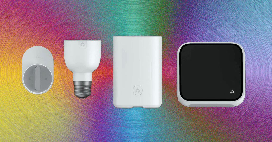 Matter protocol logo with interconnected smart home devices showing cross-brand compatibility and automation