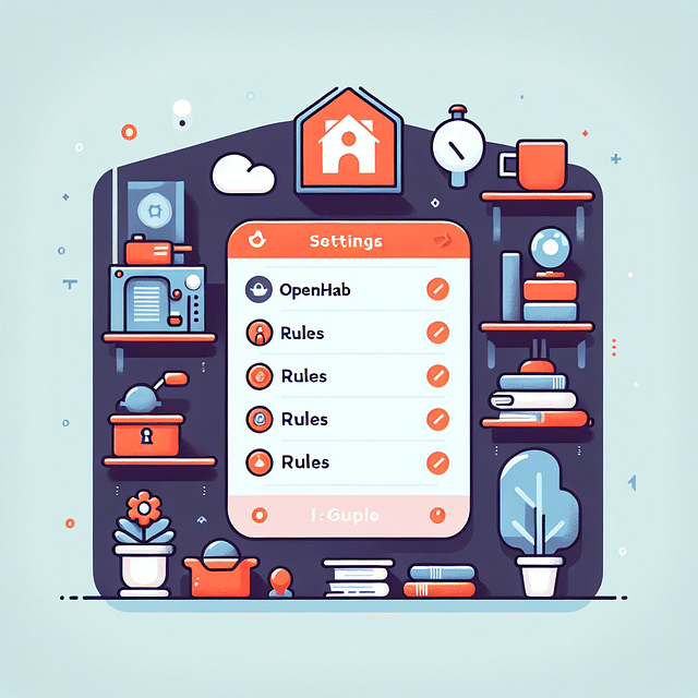 openHAB settings menu highlighting the Rules option