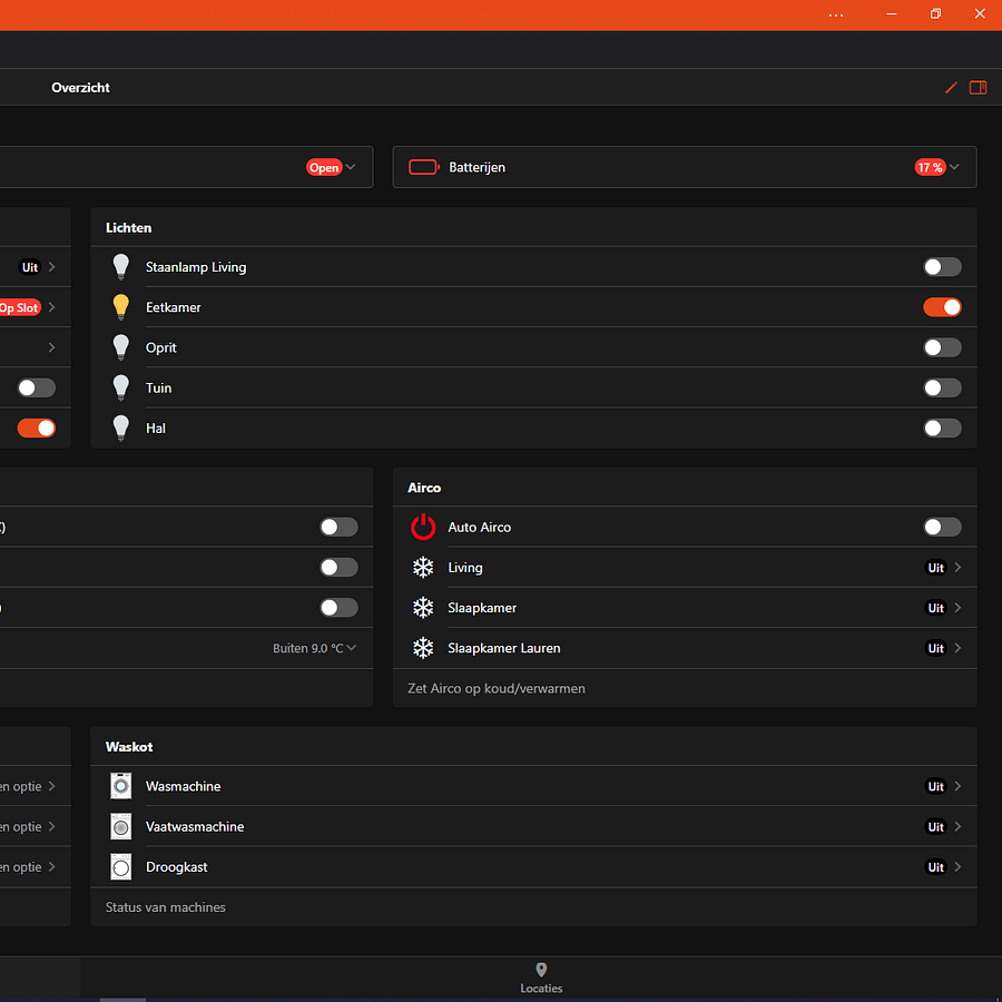 Screenshot of OpenHAB home automation interface