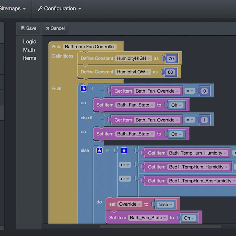 Screenshot of OpenHAB Interface for Home Automation