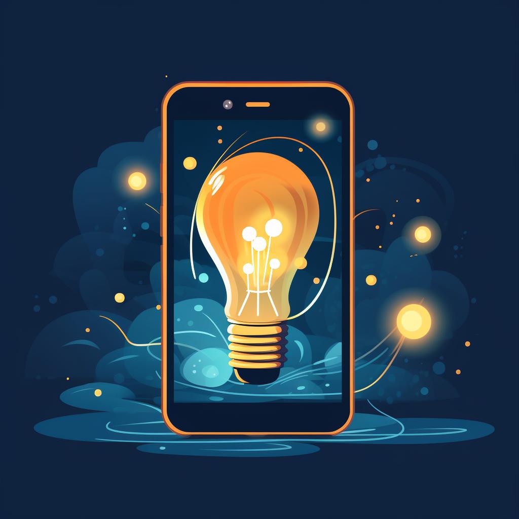 Smartphone screen with the smart lighting app open and a bulb being connected.